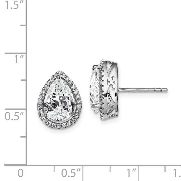 Earrings Goldia Sterling Silver Rhodium Created White Topaz u0026 CZ Post Earrings