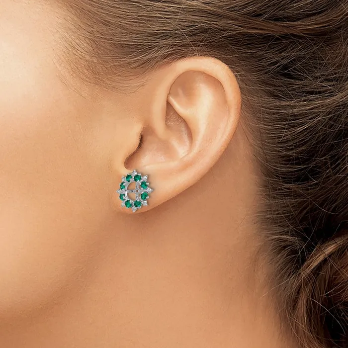 Earrings Goldia Sterling Silver Rhodium Diamond u0026 Created Emerald Earring Jacket