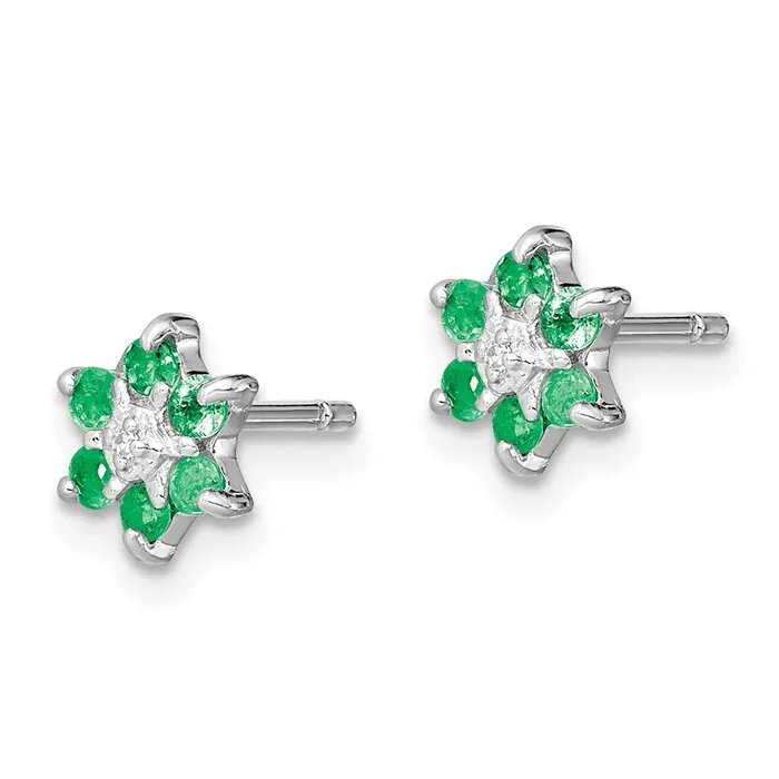 Earrings Goldia Sterling Silver Rhodium Emerald u0026 Diamond Post Earrings