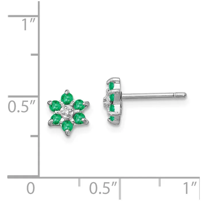 Earrings Goldia Sterling Silver Rhodium Emerald u0026 Diamond Post Earrings