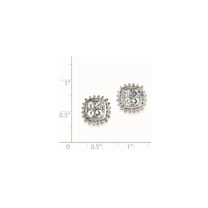 Earrings Goldia Sterling Silver Rhodium Plated Diamond u0026 Aquamarine Post Earrings