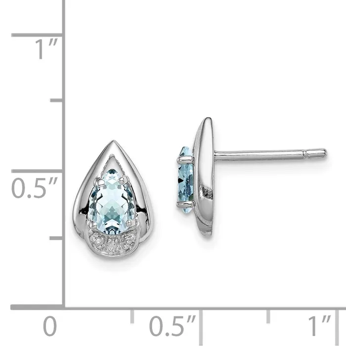 Earrings Goldia Sterling Silver Rhodium Plated Diamond u0026 Aquamarine Post Earrings