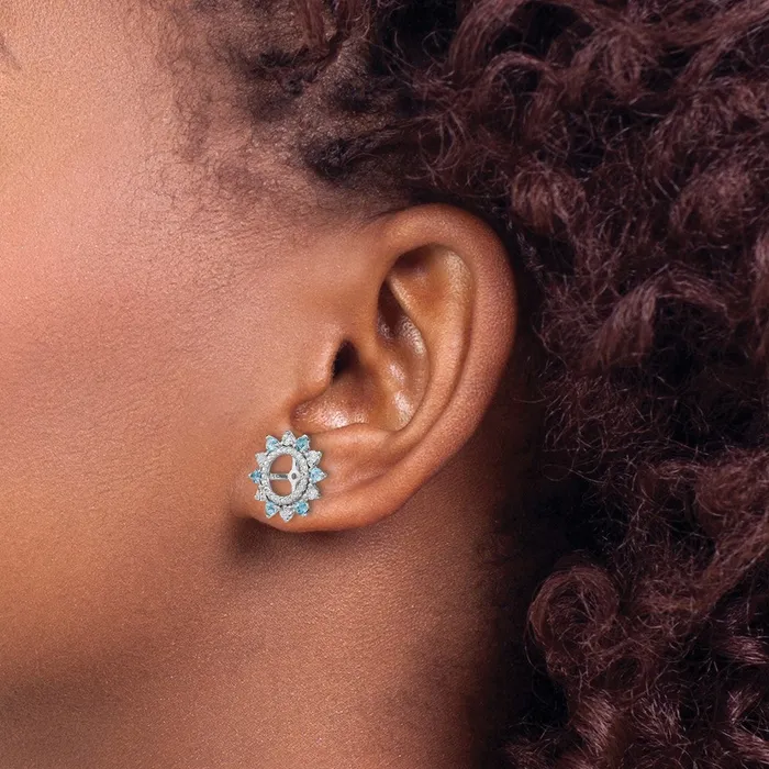 Earrings Goldia Sterling Silver Rhodium Swiss Blue Topaz Earring Jacket