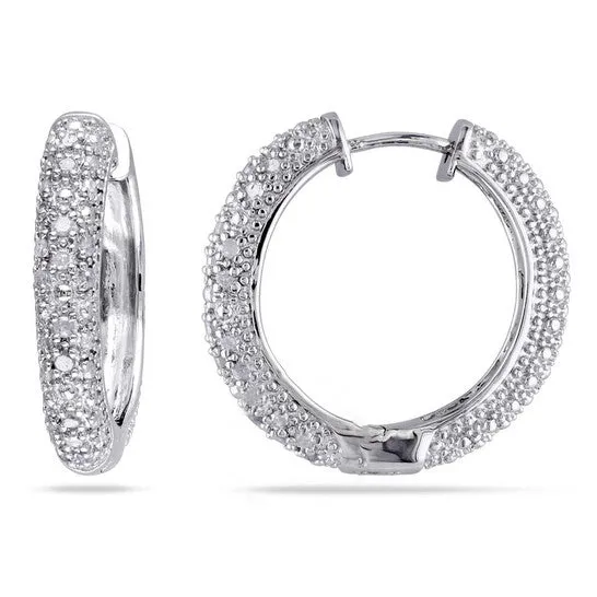 Earrings JMS always Original AMOUR 12 CT TW Diamond Hoop Earrings In Sterling Silver Earrings JMS always Original AMOUR 12 CT TW Diamond Hoop Earrings In Sterling Silver