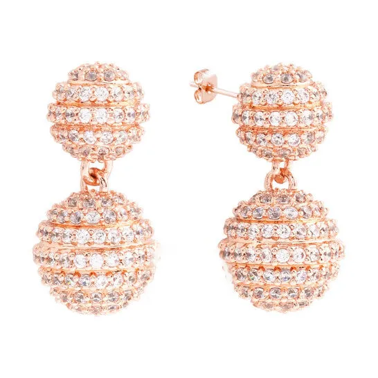 Earrings JMS always Original Elegant Confetti Womens 18K Rose Gold Plated CZ Simulated Diamond Pave Ball Drop Statement Earrings Earrings JMS always Original Elegant Confetti Womens 18K Rose Gold Plated CZ Simulated Diamond Pave Ball Drop Statement Earrings