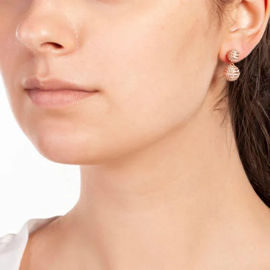 Earrings JMS always Original Elegant Confetti Womens 18K Rose Gold Plated CZ Simulated Diamond Pave Ball Drop Statement Earrings Earrings JMS always Original Elegant Confetti Womens 18K Rose Gold Plated CZ Simulated Diamond Pave Ball Drop Statement Earrings