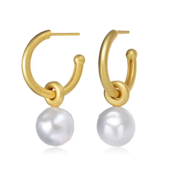 Earrings JMS always Original Megan Walford 925 Sterling Silver Gold Plated Freshwater Pearl Hoop Earrings Earrings JMS always Original Megan Walford 925 Sterling Silver Gold Plated Freshwater Pearl Hoop Earrings