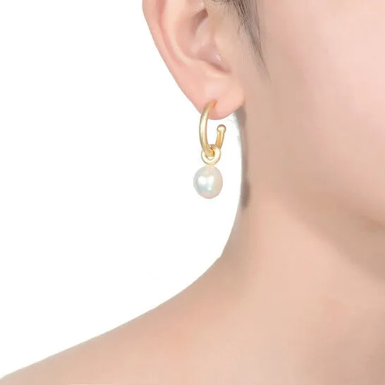 Earrings JMS always Original Megan Walford 925 Sterling Silver Gold Plated Freshwater Pearl Hoop Earrings Earrings JMS always Original Megan Walford 925 Sterling Silver Gold Plated Freshwater Pearl Hoop Earrings