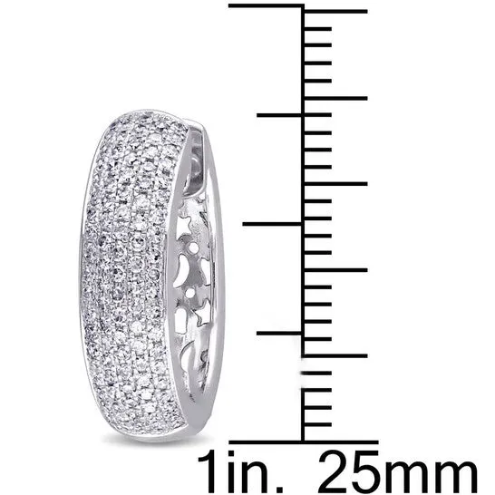Earrings Original AMOUR 1 CT TW Diamond Pave Hinged Hoop Earrings In 14K White Gold JMS always Earrings Original AMOUR 1 CT TW Diamond Pave Hinged Hoop Earrings In 14K White Gold JMS always