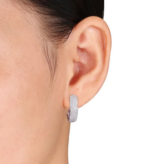 Earrings Original AMOUR 1 CT TW Diamond Pave Hinged Hoop Earrings In 14K White Gold JMS always Earrings Original AMOUR 1 CT TW Diamond Pave Hinged Hoop Earrings In 14K White Gold JMS always