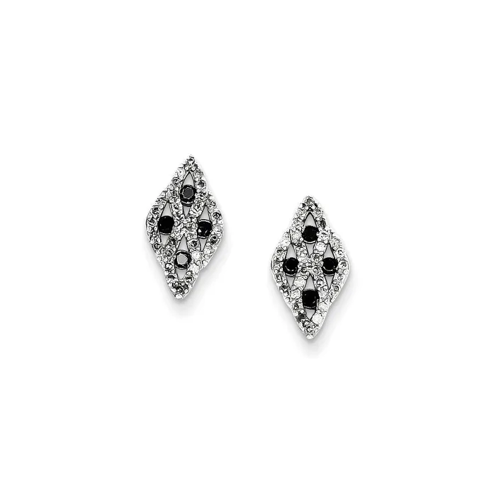 Earrings Sterling Silver w Black and White Diamond Hoop Earrings Goldia