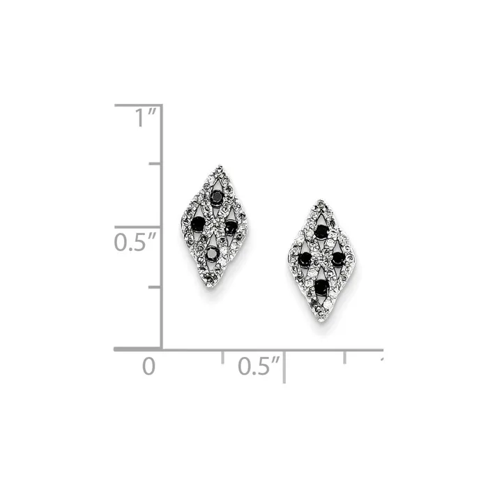Earrings Sterling Silver w Black and White Diamond Hoop Earrings Goldia