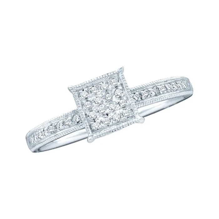 gndatlanta 14kt White Gold Round Diamond Square Cluster Ring 110 Cttwk Rings