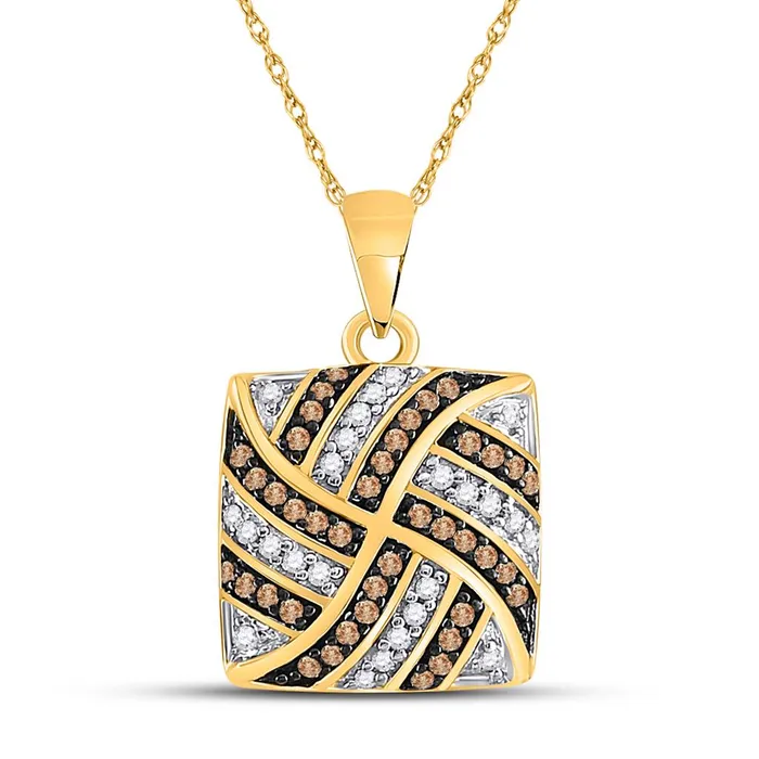 gndatlanta Necklaces 10k Yellow Gold Brown Diamond Square Cluster Pendant 14 Cttw gndatlanta Necklaces 10k Yellow Gold Brown Diamond Square Cluster Pendant 14 Cttw