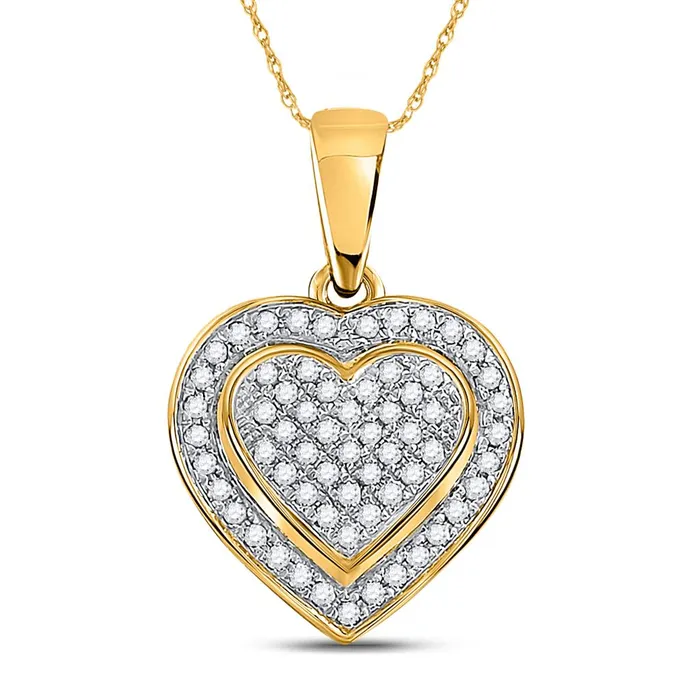 gndatlanta Necklaces 10k Yellow Gold Round Diamond Heart Pendant 14 Cttw gndatlanta Necklaces 10k Yellow Gold Round Diamond Heart Pendant 14 Cttw