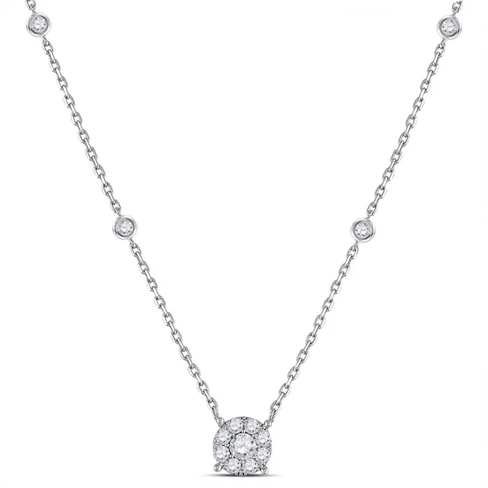 gndatlanta Necklaces 14k White Gold Round Diamond Halo Solitaire Necklace 58 Ctw gndatlanta Necklaces 14k White Gold Round Diamond Halo Solitaire Necklace 58 Ctw