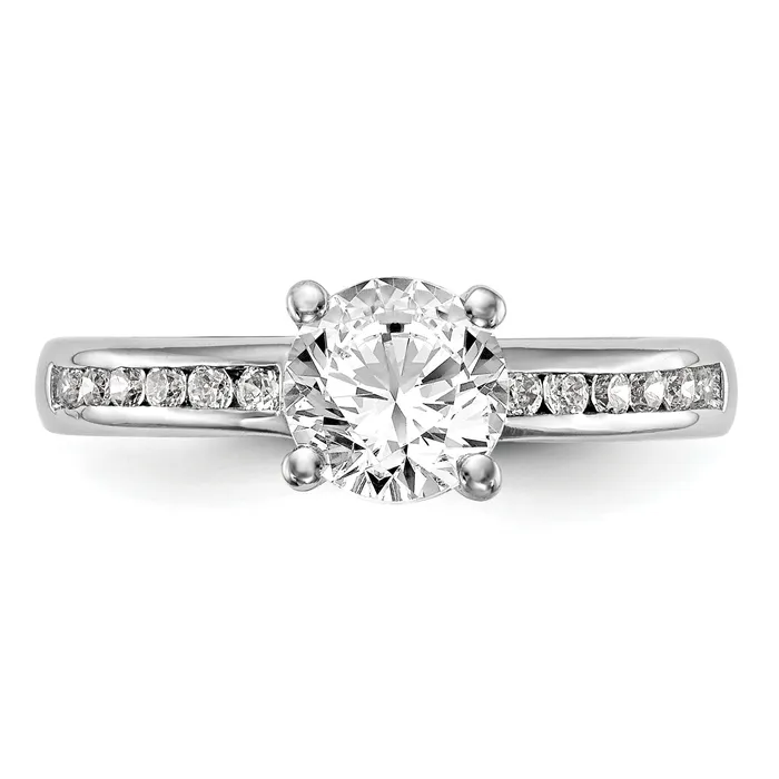 Goldia 14k White Gold 14 Ct Lab Grown Diamond VSSI G 1 Ct Center Round Channel Set Shared Prong Engagement Ring Rings