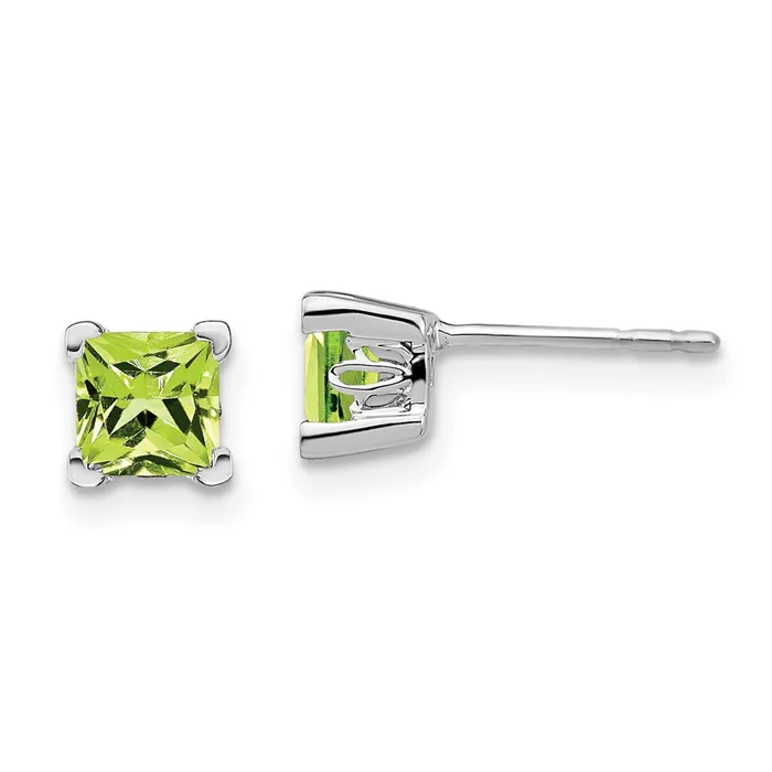 Goldia 14k White Gold Square Peridot Earrings Earrings