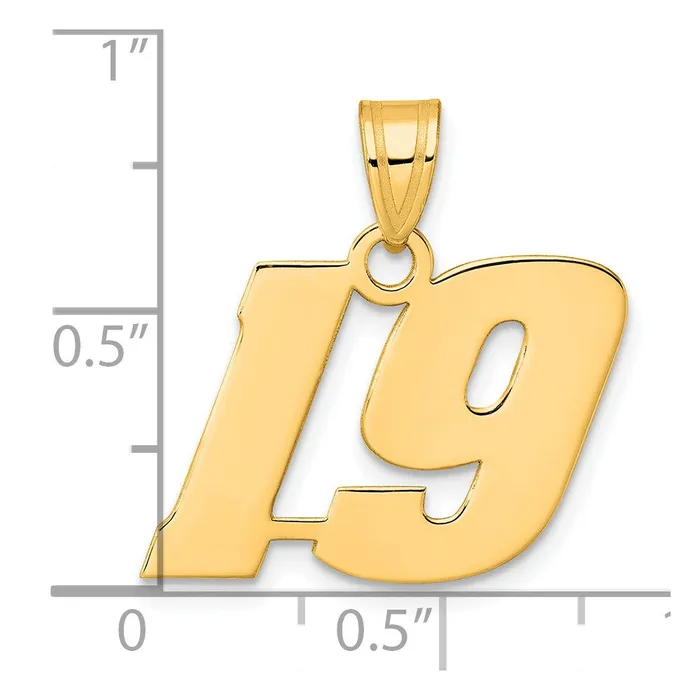 Goldia 14k Yellow Gold Polished Block Number 19 Pendant PreStyled Sets