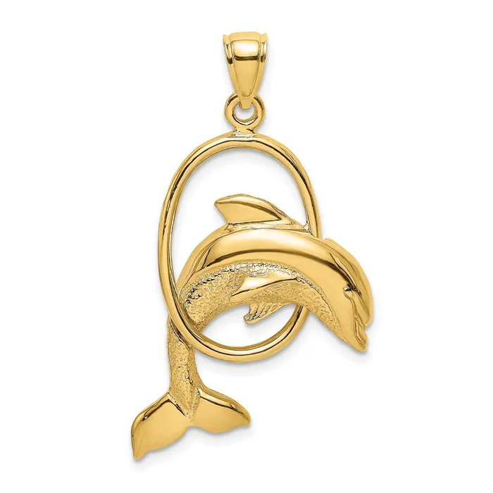Goldia Charm Necklaces 14k Yellow Gold Dolphin Jumping Through Hoop Charm Goldia Charm Necklaces 14k Yellow Gold Dolphin Jumping Through Hoop Charm