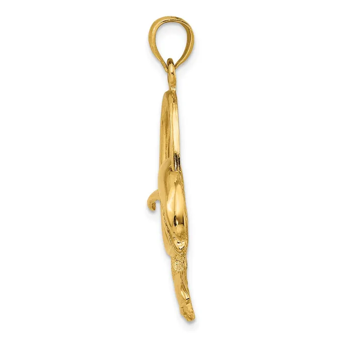 Goldia Charm Necklaces 14k Yellow Gold Dolphin Jumping Through Hoop Charm