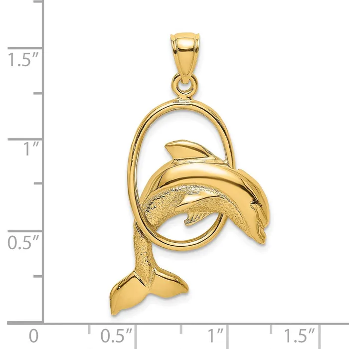 Goldia Charm Necklaces 14k Yellow Gold Dolphin Jumping Through Hoop Charm
