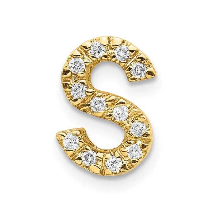 Goldia Charm Necklaces 14K Yellow Gold Real Diamond Initial S Charm
