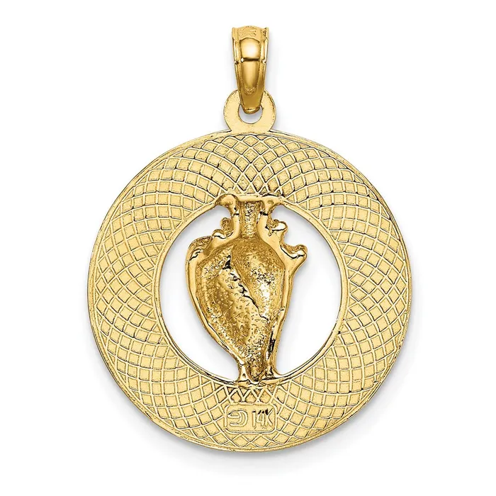 Goldia Charm Necklaces 14k Yellow Gold SANIBEL wConch Shell Circle Charm