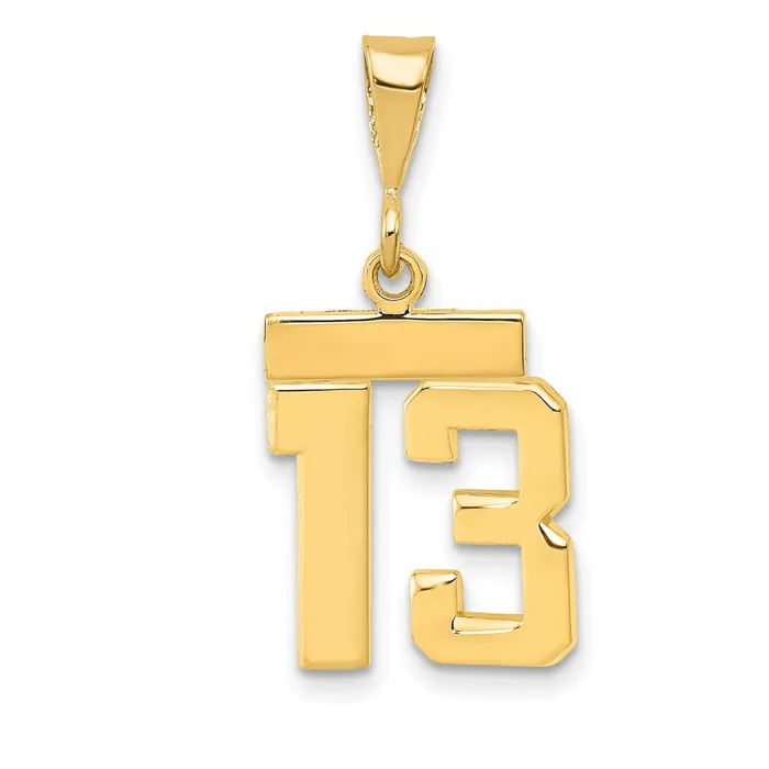 Goldia Charm Necklaces 14k Yellow Gold Small Polished Number 13 Charm