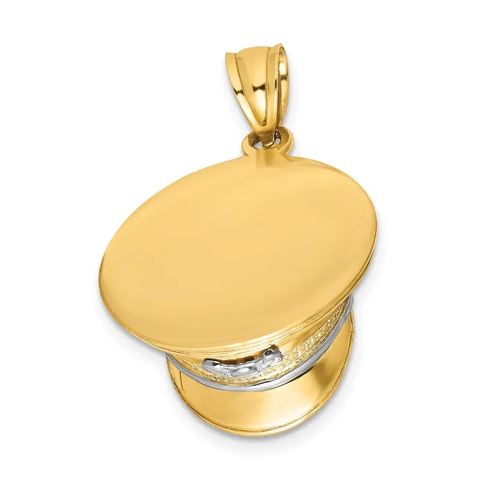 Goldia Charm Necklaces 14k Yellow Rhodium Gold wRhodium 3D Police Hat Charm Goldia Charm Necklaces 14k Yellow Rhodium Gold wRhodium 3D Police Hat Charm