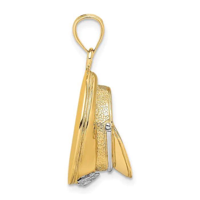Goldia Charm Necklaces 14k Yellow Rhodium Gold wRhodium 3D Police Hat Charm