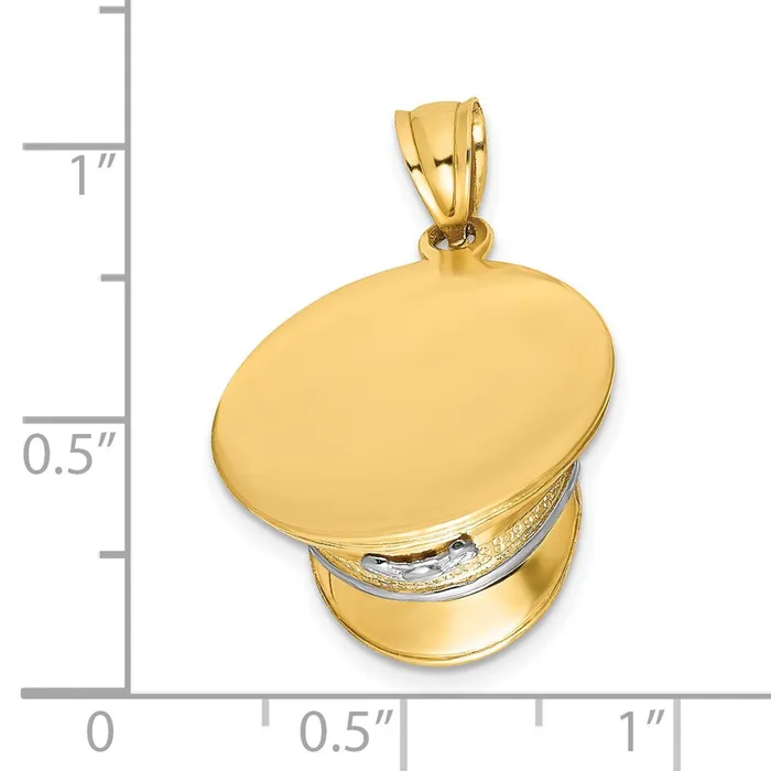 Goldia Charm Necklaces 14k Yellow Rhodium Gold wRhodium 3D Police Hat Charm