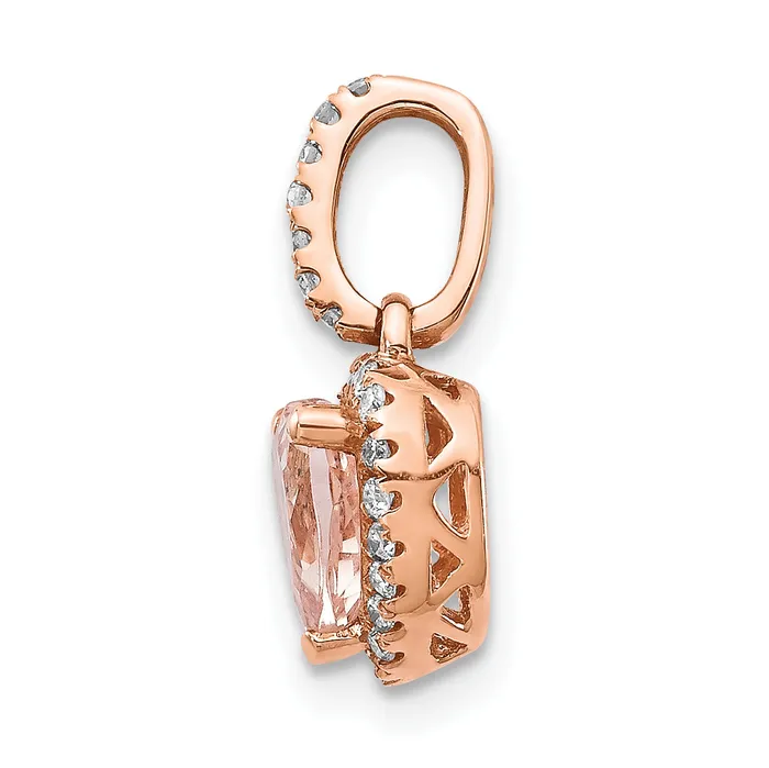 Goldiacom Necklaces 14K Rose Gold Morganite and Diamond Pendant