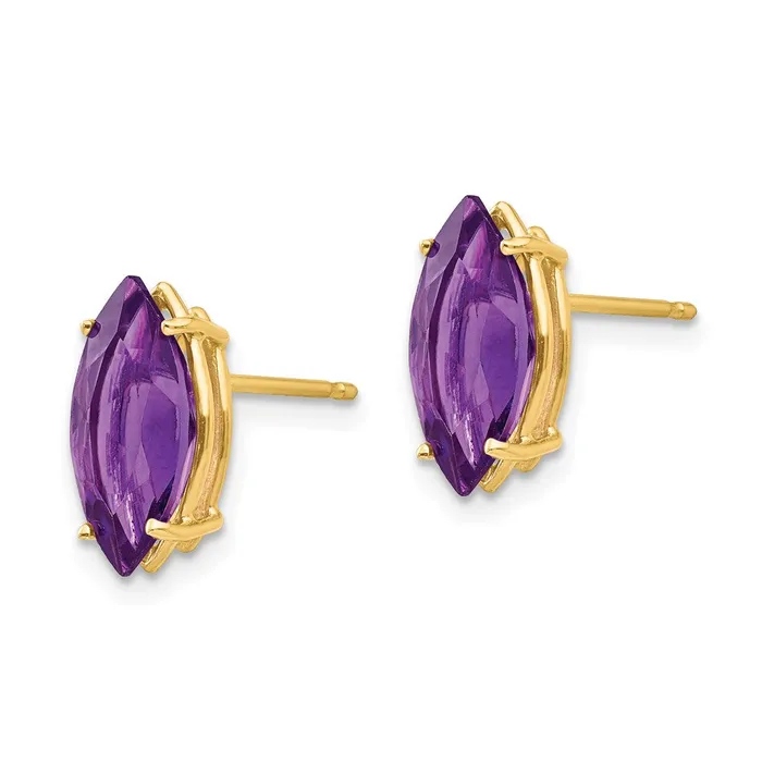 Goldia Earrings 14k Yellow Gold 12x6mm Marquise Amethyst Earrings