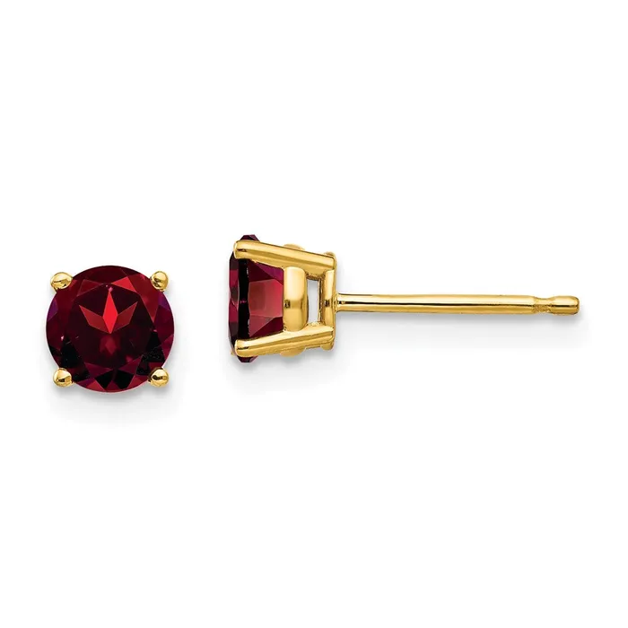 Goldia Earrings 14k Yellow Gold 5mm Garnet Post Earrings