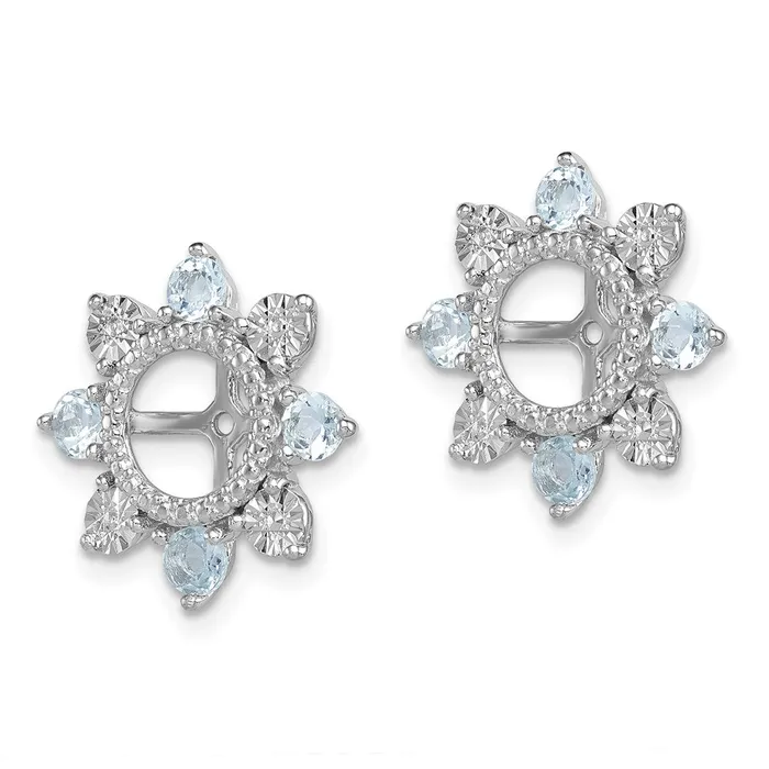 Goldia Earrings Sterling Silver Rhodium Aquamarine Earring Jacket