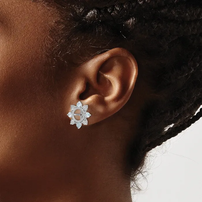 Goldia Earrings Sterling Silver Rhodium Aquamarine Earring Jacket