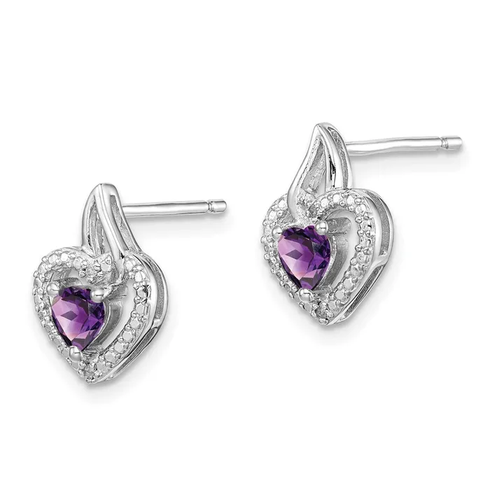 Goldia Earrings Sterling Silver Rhodiumplated Amethyst and Diamond Earrings