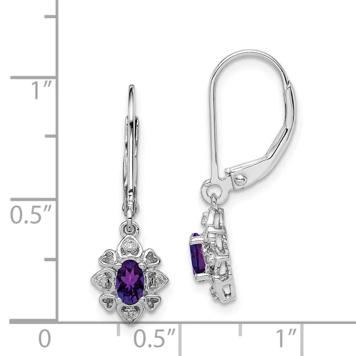 Goldia Earrings Sterling Silver Rhodiumplated Amethyst and Diamond Earrings