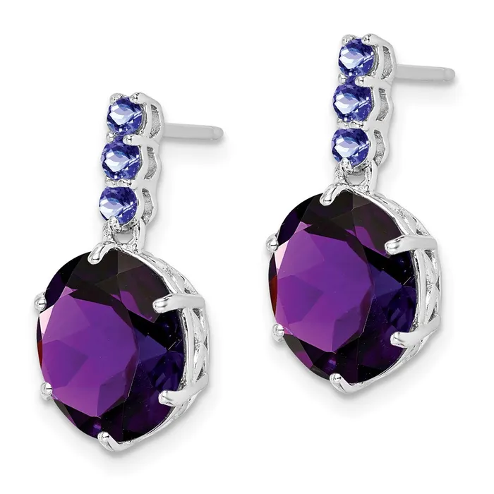 Goldia Earrings Sterling Silver Rhodiumplated Amethyst and Tanzanite Earrings