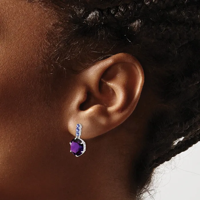 Goldia Earrings Sterling Silver Rhodiumplated Amethyst and Tanzanite Earrings