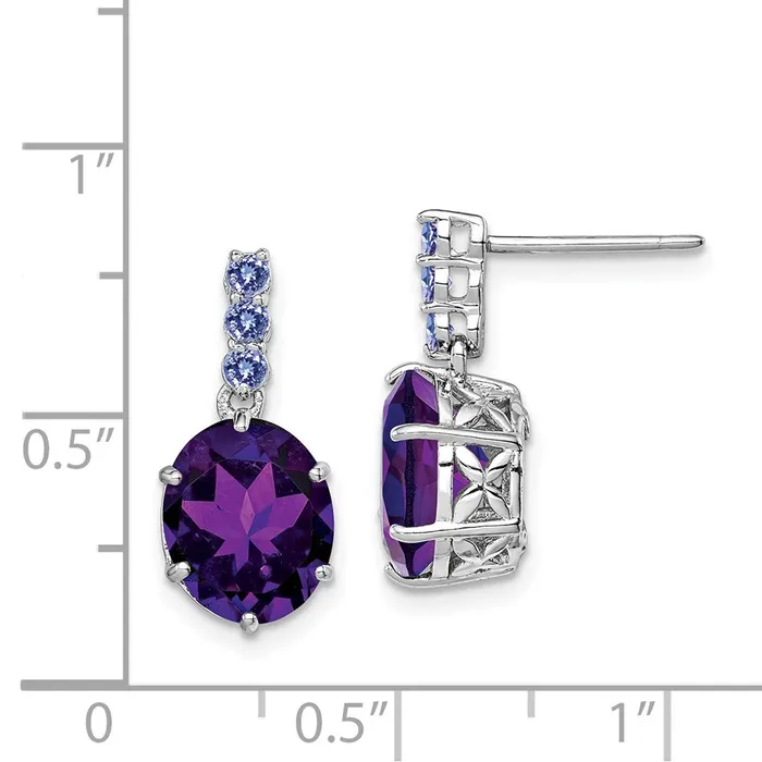 Goldia Earrings Sterling Silver Rhodiumplated Amethyst and Tanzanite Earrings