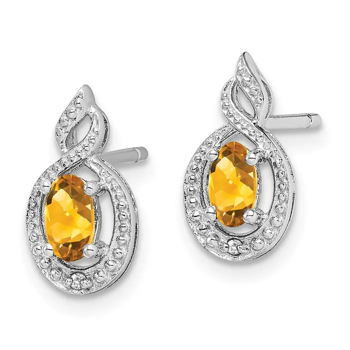 Goldia Earrings Sterling Silver Rhodiumplated Citrine u0026 Diamond Earrings