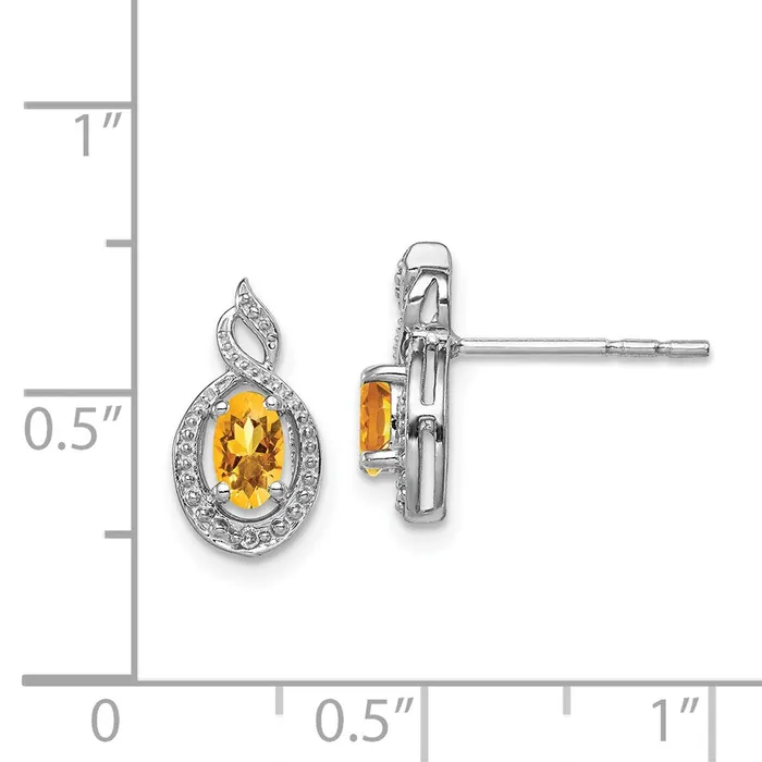 Goldia Earrings Sterling Silver Rhodiumplated Citrine u0026 Diamond Earrings