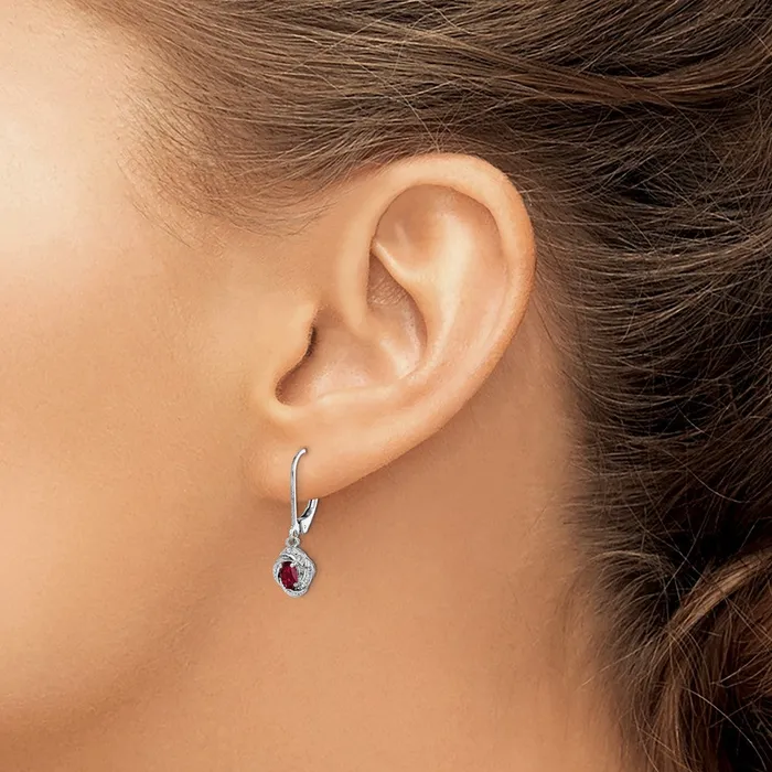 Goldia Earrings Sterling Silver Rhodiumplated Diamond u0026 Created Ruby Earrings