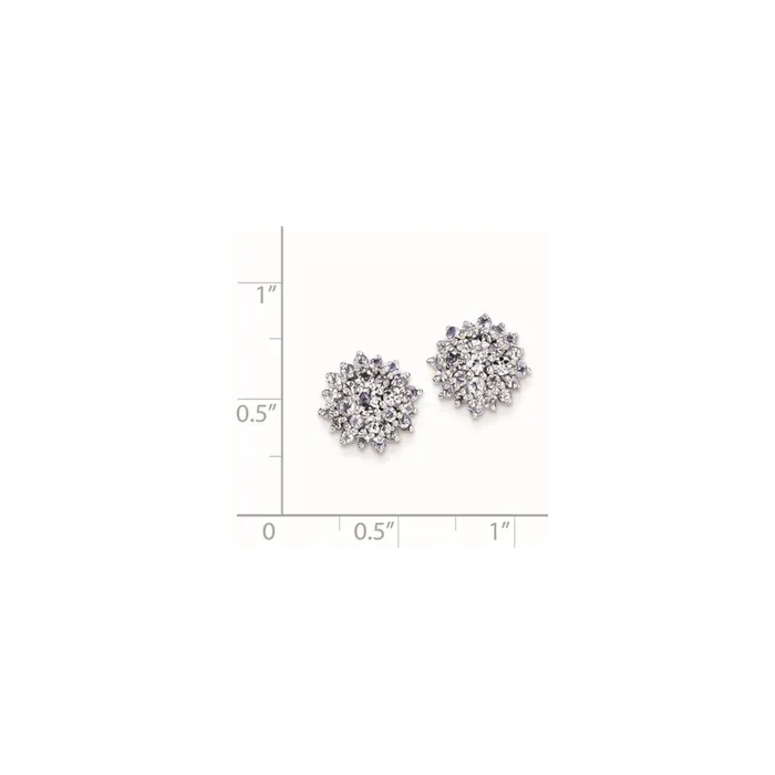 Goldia Earrings Sterling Silver Rhodium Plated Tanzanite Round Post Earrings