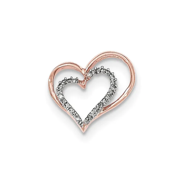 Goldia Necklaces 14K Rose Gold Real Diamond Open Heart Slide Pendant