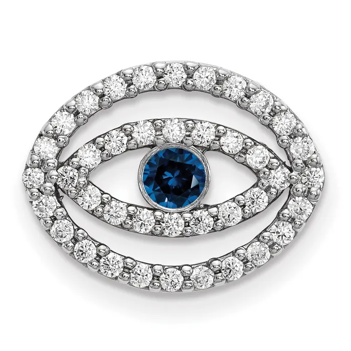 Goldia Necklaces 14k White Gold Medium Diamond and Sapphire Halo Evil Eye Pendant Goldia Necklaces 14k White Gold Medium Diamond and Sapphire Halo Evil Eye Pendant
