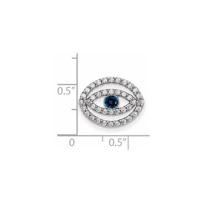 Goldia Necklaces 14k White Gold Medium Diamond and Sapphire Halo Evil Eye Pendant