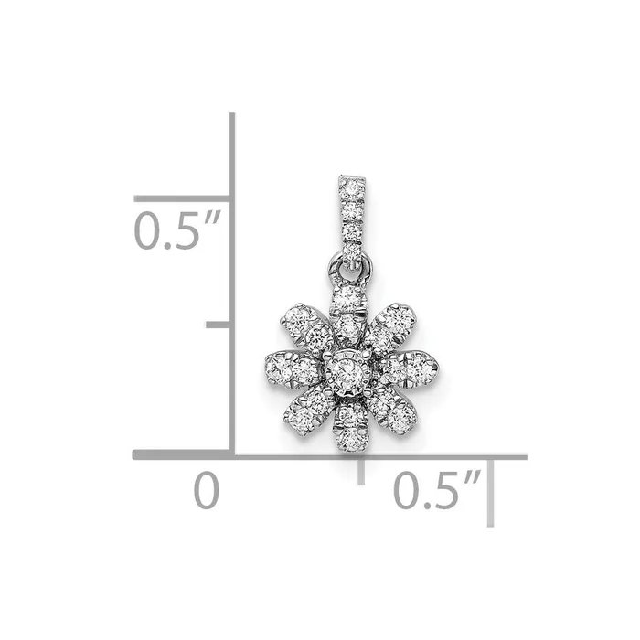 Goldia Necklaces 14k White Gold Polished Real Diamond Flower Pendant